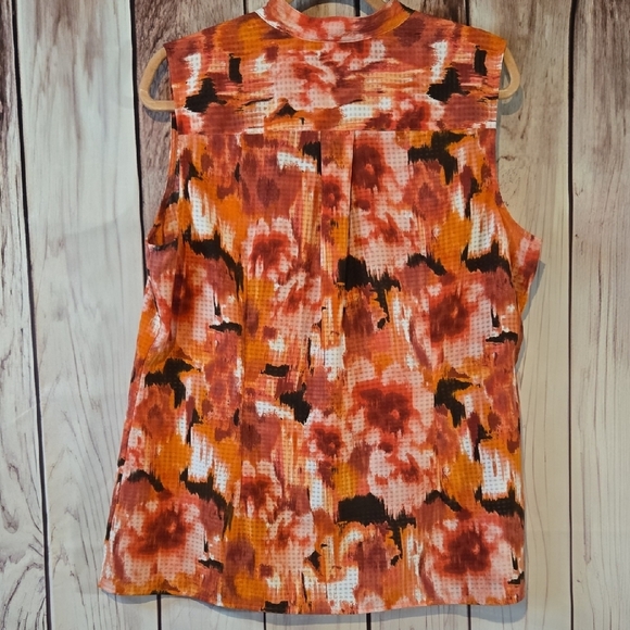 Elementz Orange, Black And Pink Sleeveless Two Pocket Blouse Size XL - Picture 5 of 5